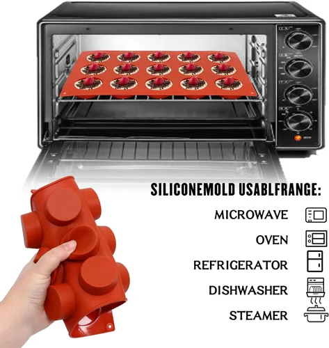 Miniatura 4 de FUGZAUD Paquete de 2 moldes cilíndricos de silicona, molde redondo de chocolate con caramelo de 15 cavidades, molde de silicona hecho a mano