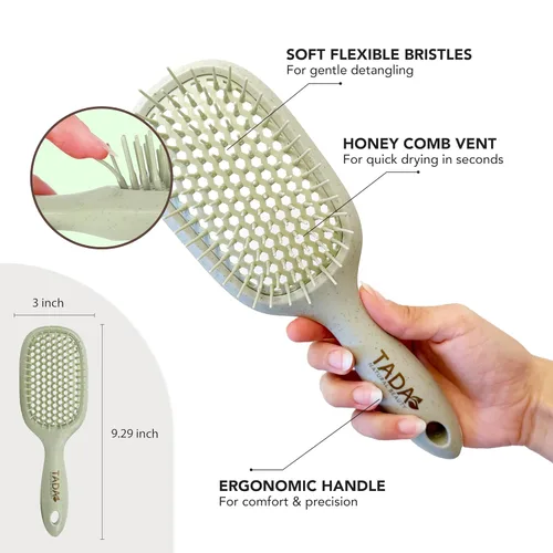 Miniatura 5 de TADA Natural Beauty - Cepillo desenredante para cabello rizado, grueso, ondulado y fino, agujeros de ventilación para secado rápido y peinado