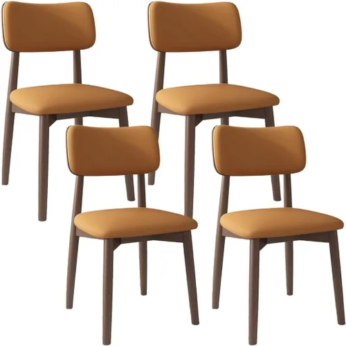 Miniatura 52 de YVYKFZD Solid Wood Dining Chairs, Kitchen Chairs Set with Curved Backrest, Leather Upholstered Dining Room Chair, Armless Living Room Chair, for