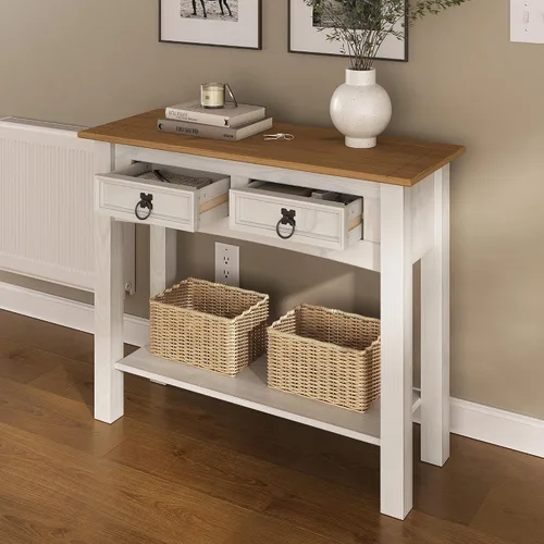 Miniatura 9 de Furniture Dash Mesa consola de madera maciza Corona con 2 cajones de 34.49 pulgadas de ancho, 12.64 pulgadas de profundidad, 28.82 pulgadas de alto