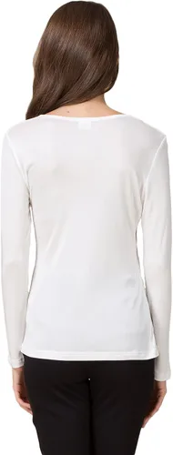 Miniatura 3 de CLC - Camiseta de seda de morera para mujer, manga larga, cuello redondo, tejido de punto