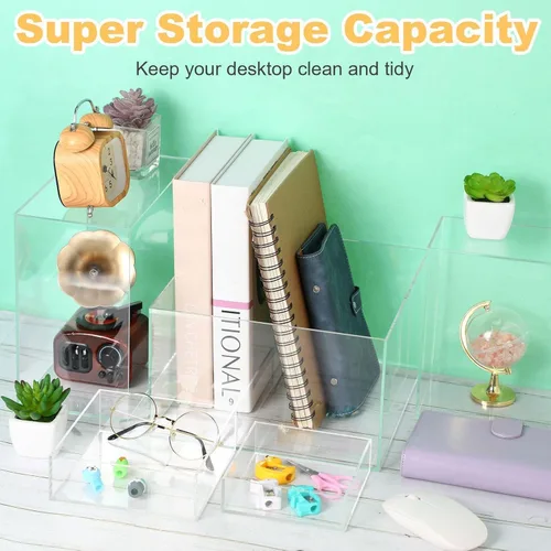 Miniatura 5 de Geelin Paquete de 8 elevadores acrílicos para buffet - Cajas cúbicas decorativas de 3 a 10 pulgadas, soportes de exhibición con fondos huecos