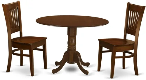 Miniatura 12 de East West Furniture DLVA3-BLK-W, juego de dinette de 3 piezas para espacios pequeños que incluye una mesa de comedor redonda con hojas abatibles y 2