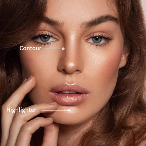Miniatura 6 de Boobeen Paleta de maquillaje de contorno de iluminador, paleta de bronceador mate, contorno de cara, iluminar, paleta de maquillaje en polvo, brillo