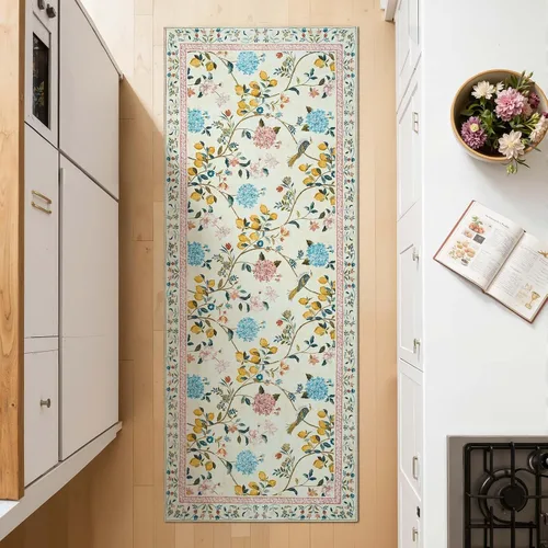 Miniatura 2 de Jinchan Alfombra Floral de Pasillo, 2x5, Alfombras Antideslizantes Lavables a Máquina, Alfombra Suave de Pelo Bajo para Pasillo, Resistente a
