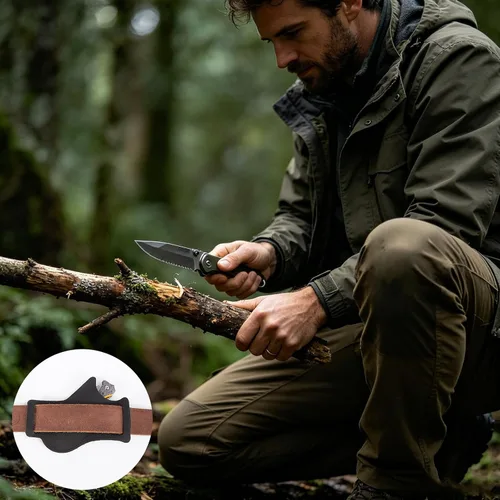 Miniatura 3 de Funda de cuchillo, funda de cuchillo con hebilla de cinturón, fundas de cuchillo de cuero para cinturón, funda de cuchillo plegable de bolsillo EDC