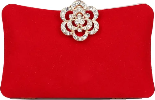 Bolsos de noche de terciopelo para mujeres con cierre de flores de diamantes de imitación adornado con cristal embrague monedero para fiesta boda