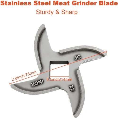 Miniatura 2 de 3 piezas, cuchillas para picar carne #22, repuesto de cortador de cuchillos de acero inoxidable, ideal para molinillos, picadoras y más