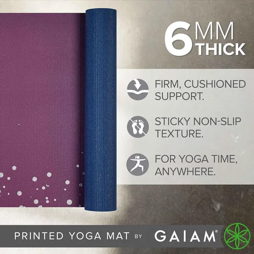 Miniatura 2 de Gaiam - Alfombrilla de yoga, 6 mm, extra gruesa, antideslizante, de primera calidad, para todo tipo de yoga, pilates y ejercicios en el suelo