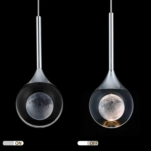 Miniatura 6 de Moderna lámpara colgante de cristal cromado, lámpara colgante de techo con forma de lágrima de luna, luz de isla de cocina, lámpara LED regulable
