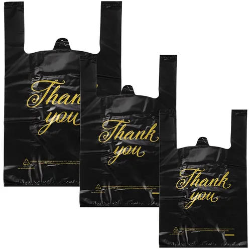 Zonon 200 bolsas de plástico de agradecimiento de 3 tamaños de grosor, 2 mil, bolsas para camisetas de compras con asa para vendedores minoristas de