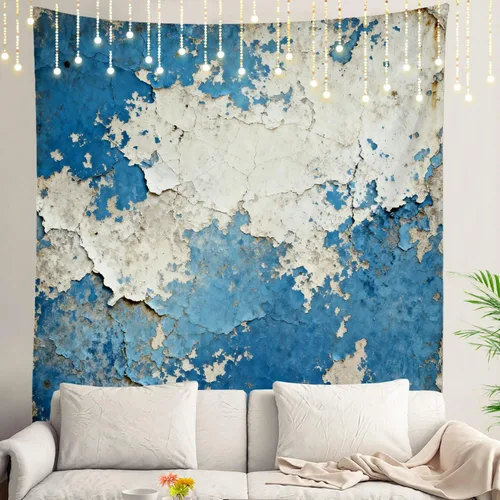 Miniatura 92 de Shrahala Tapiz de pared azul brillante, acuarela azul degradado para colgar en la pared, tapiz grande decorativo de fibra de poliéster, dobladillo