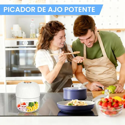 Miniatura 6 de Picador eléctrico de ajo, mini picador portátil de verduras, molinillo de ajo de 8.5 fl oz, triturador de cebolla, licuadora a verduras, procesador