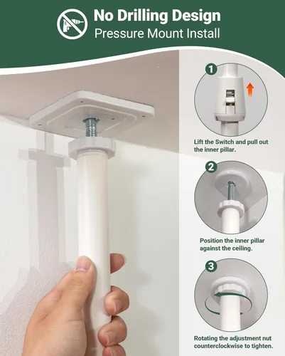 Miniatura 8 de Puerta para gatos extra alta de 74.80-98.43 pulgadas para puerta, amplia y ajustable de 20.8-38 pulgadas, puerta transparente de seguridad
