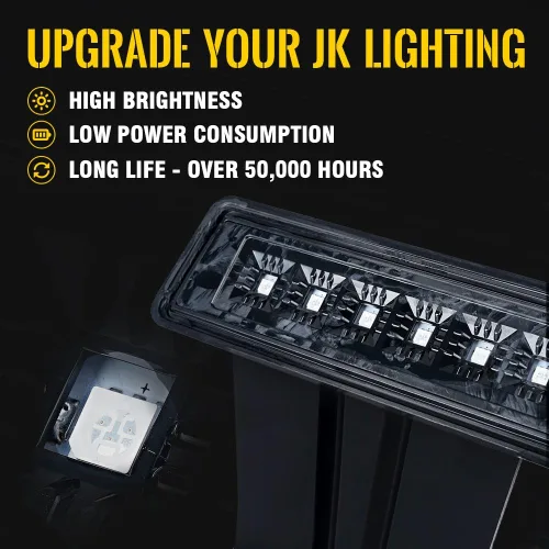 Miniatura 2 de Xprite Tercera luz de freno LED con lente ahumada de alto montaje y tercera luz trasera compatible con Jeep Wrangler JK 2007-2018 Lente ahumada