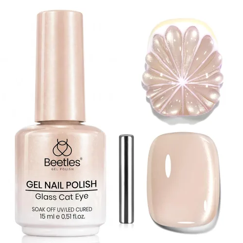 Miniatura 64 de Beetles - Esmalte de uñas de gel ultravioleta semipermanente sin HEMA de alto brillo para manicura francesa y arte de uñas, frasco a juego, blanco