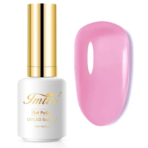 Miniatura 20 de Esmalte de uñas de gel con purpurina, 0.5 fl oz, color rosa brillante, de remojo, con LED, UV, kit de esmalte de uñas de gel para manicura en salón
