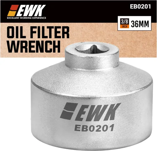 Miniatura 11 de EWK Forjado 3 piezas 27, 32, 36mm Llave de filtro de aceite de perfil bajo, 3/8" herramienta de extracción de tapa de filtro de aceite para BMW Ford