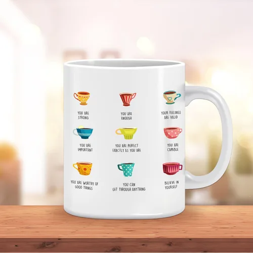 Miniatura 5 de LNOKRIM Taza Positivi-Tea, Taza de Café de Autoafirmación de Positividad, Regalo para Maestro Terapeuta Consejero, Taza de Café de Diálogo Interno