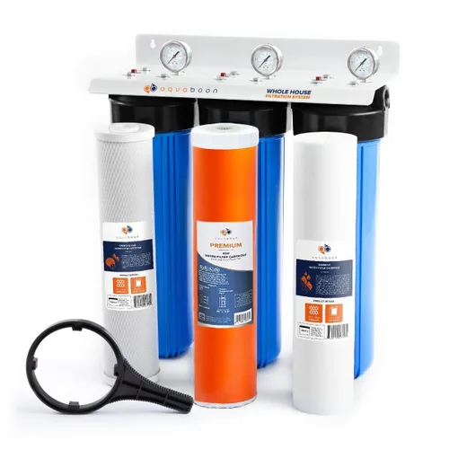 Miniatura 16 de Aquaboon Sistema de filtro de agua para toda la casa de 3 etapas con prefiltro, bloque de carbón de 20x4.5, filtros para hierro y manganeso