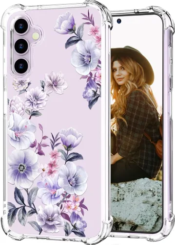 Miniatura 56 de Hungo Funda compatible con Samsung Galaxy S23 con diseño floral y bonito diseño transparente, femenino para mujeres y niñas, con hermoso clavel