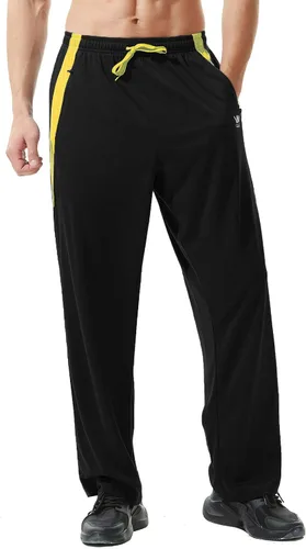 Miniatura 5 de Pantalones deportivos para hombre con bolsillos con cremallera, parte inferior abierta, pantalones deportivos ligeros, para entrenamiento, correr