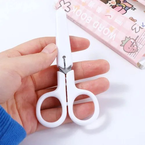 Miniatura 6 de Mini tijera de color blanco portátil de acero inoxidable, tijeras de regalo de papelería portátil para manualidades y manualidades