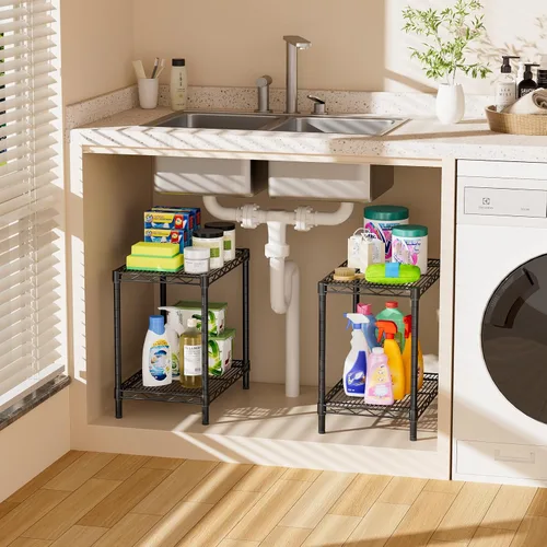 Miniatura 5 de SINGAYE Estantería de alambre para armario: unidad de metal ajustable para organización de lavandería, baño, cocina, hogar, almacenamiento