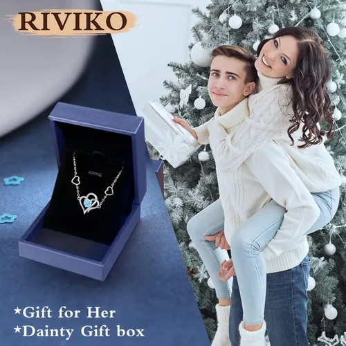 Miniatura 6 de RIVIKO Pulsera con dije de corazón de amor para mujer, plata de ley 925 con circonitas de piedra natal, eslabones ajustables para madre, esposa