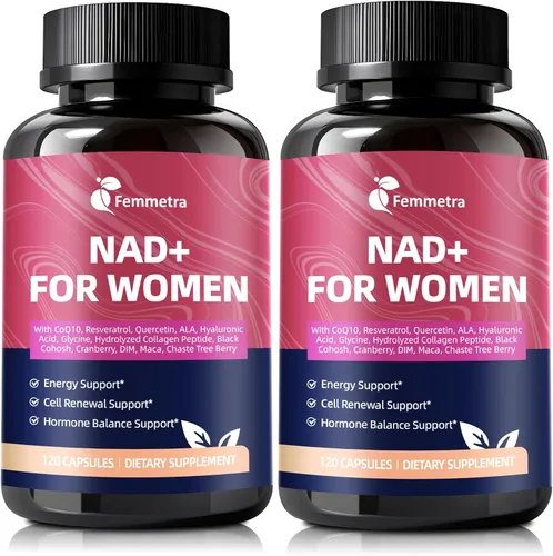 Miniatura 8 de Suplementos NAD+ para mujeres NAD Resveratrol para energía celular, DIM y arándano para equilibrio hormonal y equilibrio de estrógenos Sin OMG