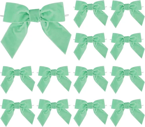 Miniatura 18 de AIMUDI Lazos de Terciopelo Burdeos de 4.5" Lazos de Navidad para Árbol Lazos Prefabricados para Coronas Lazos con Alambre Retorcido para Envolver