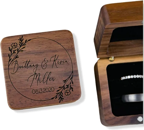 Caja del anillo de boda, Caja de anillo personalizada, Caja del portador del anillo, Cajas del anillo de boda para la ceremonia Señor y la Sra. Caja