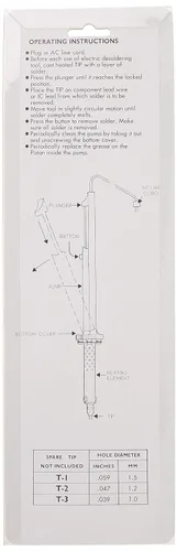 Miniatura 3 de Bomba desoldadora eléctrica para extracción de soldadura, 30 vatios, 60 Hz, 120 VAC, ventosa de soldadura - SA6-R