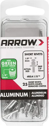 Miniatura 4 de Arrow RSA1/8IP - Remaches cortos de aluminio para metal, tela, cuero y reparación de automóviles, 1/8 pulgadas, paquete de 25