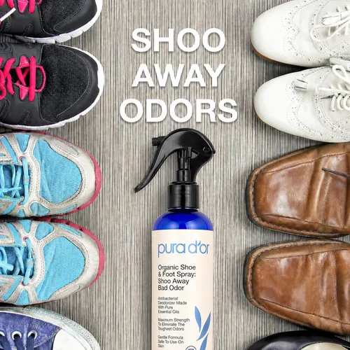 Miniatura 8 de PURA D'OR Spray orgánico eliminador de olores para zapatos y pies (8 onzas) desodoriza y elimina los malos olores con eucalipto, menta, árbol de té