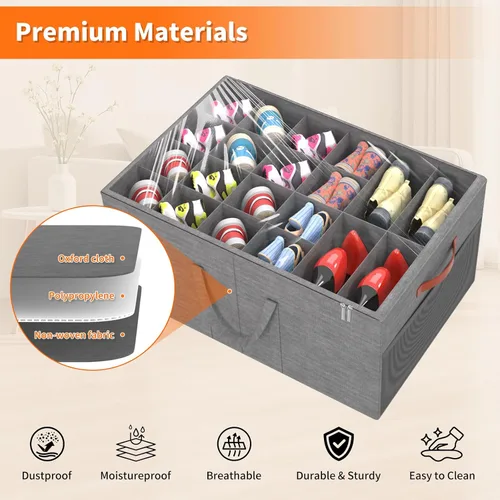 Miniatura 3 de Aokeyee Paquete de 2 organizadores de zapatos para armario, caja grande de almacenamiento de zapatos con capacidad para hasta 48 pares, organizador