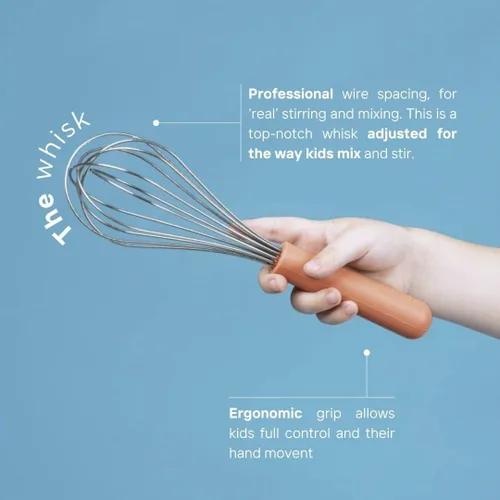 Miniatura 3 de Tampoco Real Kids Juego de Cocina y Horneado – Herramientas de cocina Montessori para cocinar de verdad con utensilios de silicona aptos para Rosa