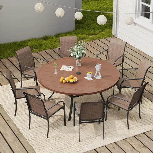 Miniatura 26 de VICLLAX Juego de 2 sillas de patio pequeñas para exteriores, juego de sillas apilables para patio y mesa de comedor cuadrada para porche delantero