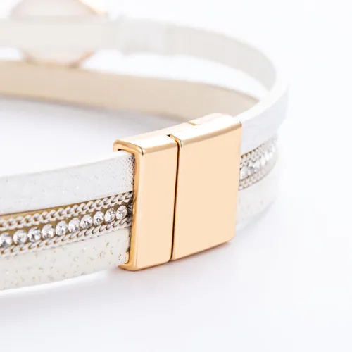Miniatura 269 de FANCY SHINY - Pulsera de cuero estilo bohemio, pulsera de cuentas de cristal con cierre magnético, regalos de joyería para mujer