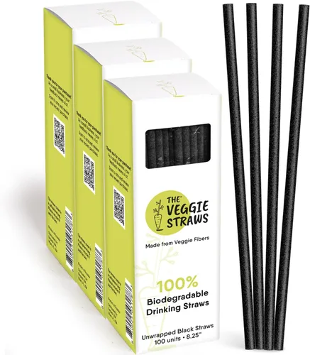 Miniatura 12 de The Veggie Straws – 100 popotes biodegradables sin envolver de 8.25 pulgadas – Hecho de fibras vegetales, las mejores pajitas ecológicas