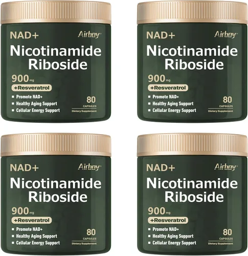 Miniatura 9 de Airboy Suplemento NAD+, ribósido liposomal de nicotinamida 900 mg con resveratrol y quercetina, alternativa al suplemento NMN, probado por terceros