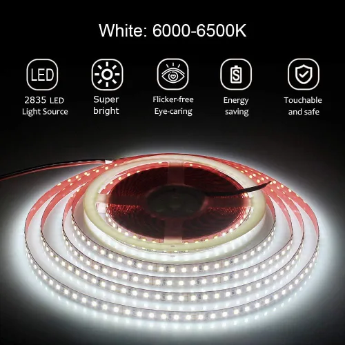 Miniatura 3 de ALITOVE Tiras de Luces LED Blancas Luz de Día 6000K 32.8ft 1200LEDs 2835SMD 24V 120W 21600LM Ultra-brillantes Luces LED Flexibles en Cuerda