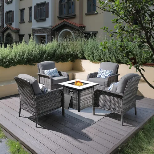 Miniatura 22 de ovios Juego de 2 piezas de muebles para patio, sillas de mimbre para exteriores de 2, sillas de ratán de respaldo alto para todo tipo de clima de 2