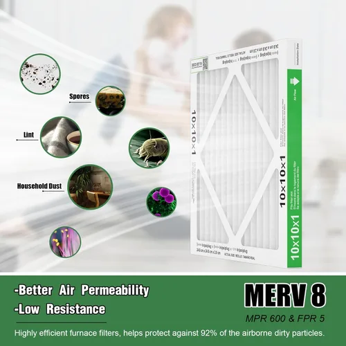 Miniatura 4 de TRIGHTFILTERS - 6 filtros de aire de 10x10x1, filtros plisados MERV 8 duraderos para hogar HVAC AC, filtros de aire acondicionado compactos