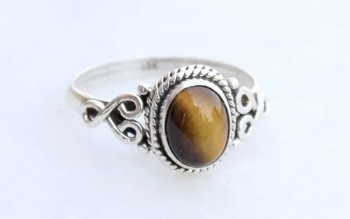 Miniatura 3 de Avicrafts Anillo de plata de ley 925 con piedra de ojo de tigre para mujer, hecho a mano, joyería de Navidad, regalo para ella
