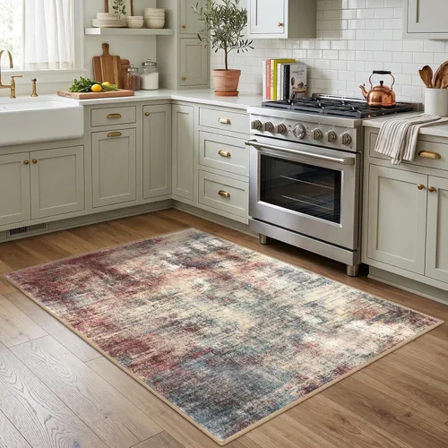 Miniatura 190 de IOHOUZE Alfombra abstracta lavable de 3 x 12 pies para pasillos, antideslizante para cocina, camino de entrada de lana sintética para interiores
