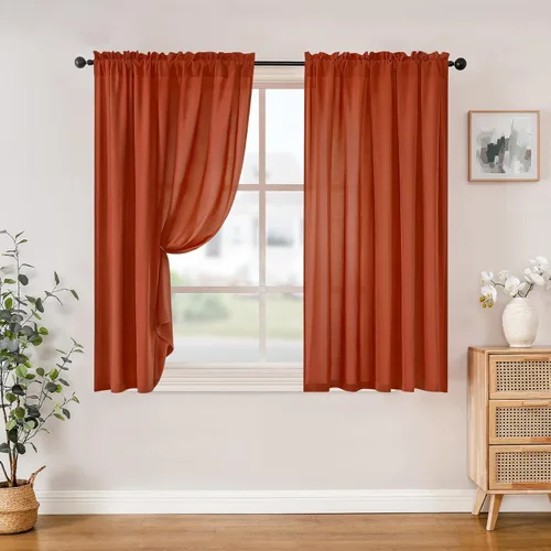 Miniatura 62 de HOMEIDEAS Cortinas Transparentes de Privacidad Blancas No Transparentes, 52 X 45 Pulgadas de Largo 2 Paneles Cortinas Transparentes Filtradoras