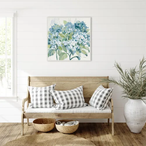 Miniatura 6 de Amanti Art Silvia Vassileva - Lienzo enmarcado para pared, 30 x 30 pulgadas, diseño romántico de hortensias azules, lienzo enmarcado para pared