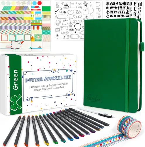 Miniatura 13 de feela Kit de Diario con Puntos, Cuaderno Planificador de Tapa Dura con Cuadrícula de Puntos para Principiantes Mujeres y Niñas, Toma de Notas