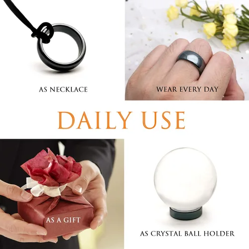 Miniatura 38 de Morchic - Anillos unisex de piedras de hematita, para equilibrar ansiedad, chakra raíz, (paquete de tamaños mixtos)
